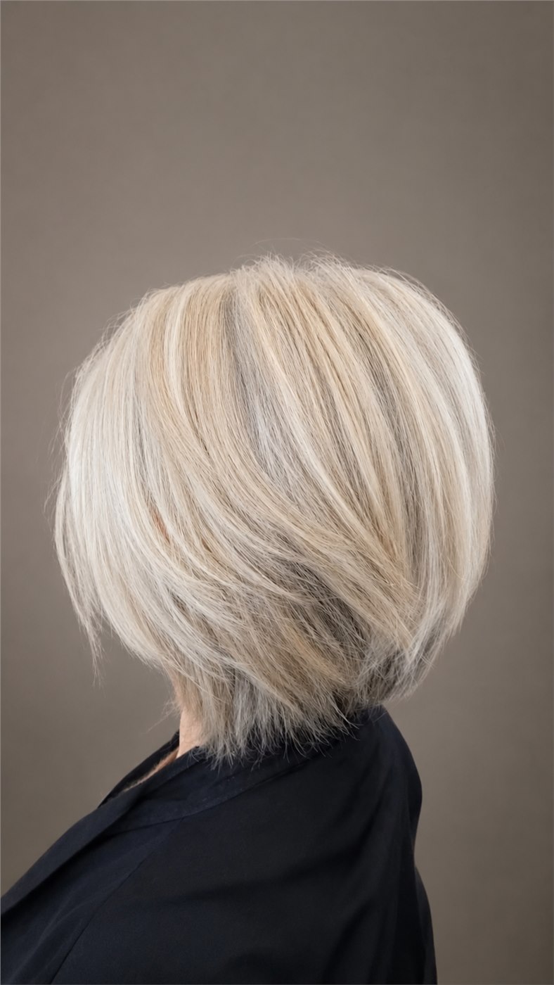 Carré blond polaire effilé réalisé au Salon by Jean-Marc