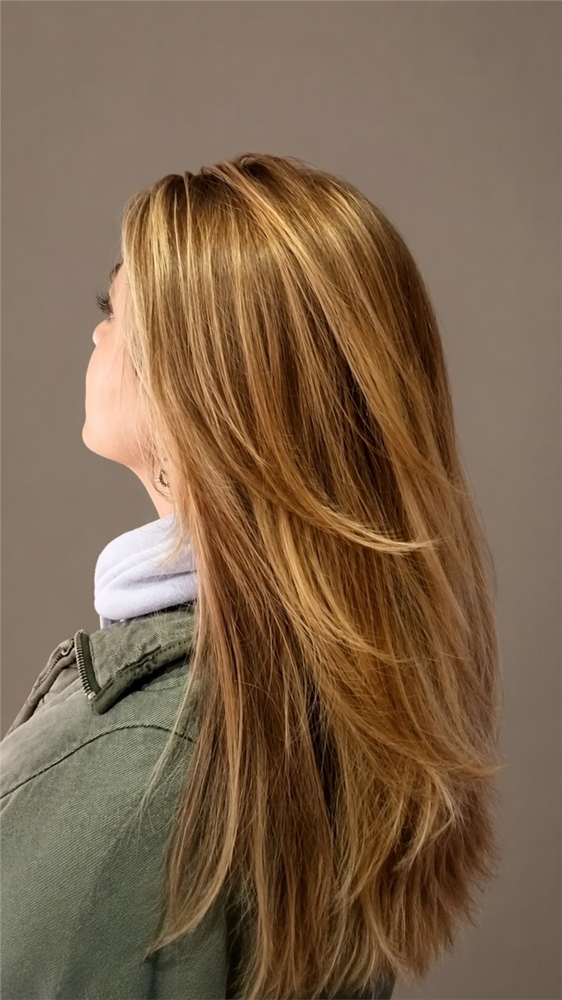 Long dégradé blond doré réalisé au Salon by Jean-Marc