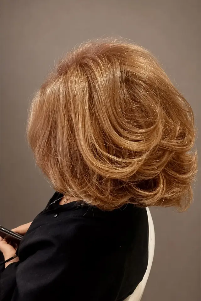 Carré blond doré avec volume réalisé au Salon by Jean-Marc
