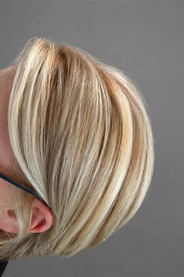 Carré blond polaire réalisé au Salon by Jean-Marc
