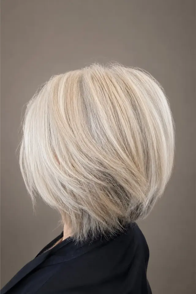 Carré blond polaire effilé réalisé au Salon by Jean-Marc