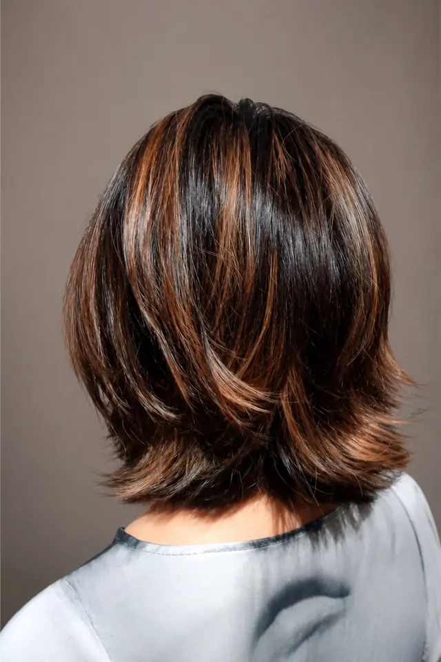 Carré brun méché cuivré réalisé au Salon by Jean-Marc