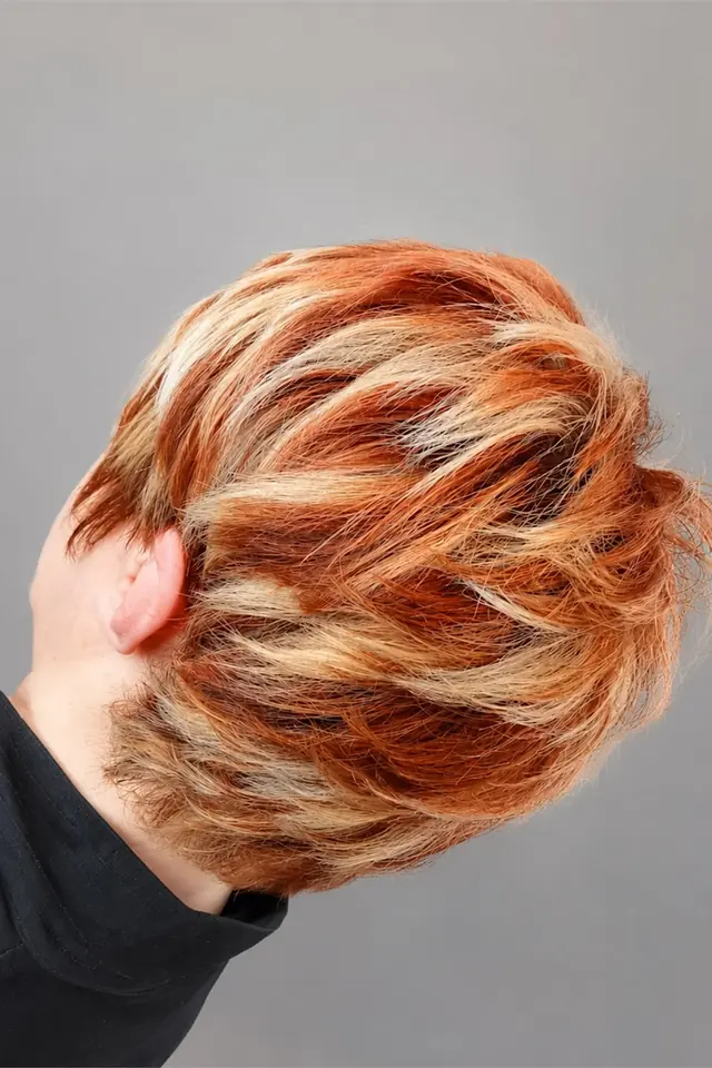 Coupe courte cuivrée méchée réalisée au Salon by Jean-Marc